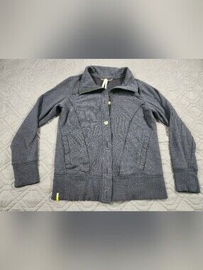 Gray Lolë Button-Up Collared Knit Jacket size M